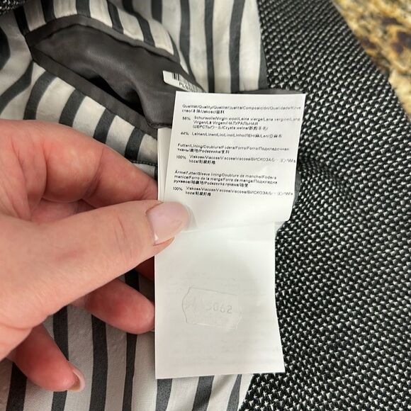 Hugo Boss Slim-Fit Blazer Jacket In Micro-Patterned Wool And Linen Size 44R - Picture 12 of 15